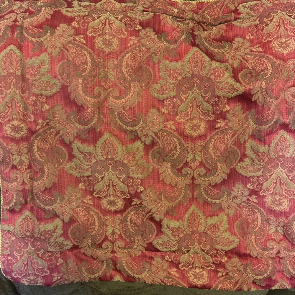 Vintage King Pillow Sham Croscill Red Gold Damask Cotton Poly Jacquard